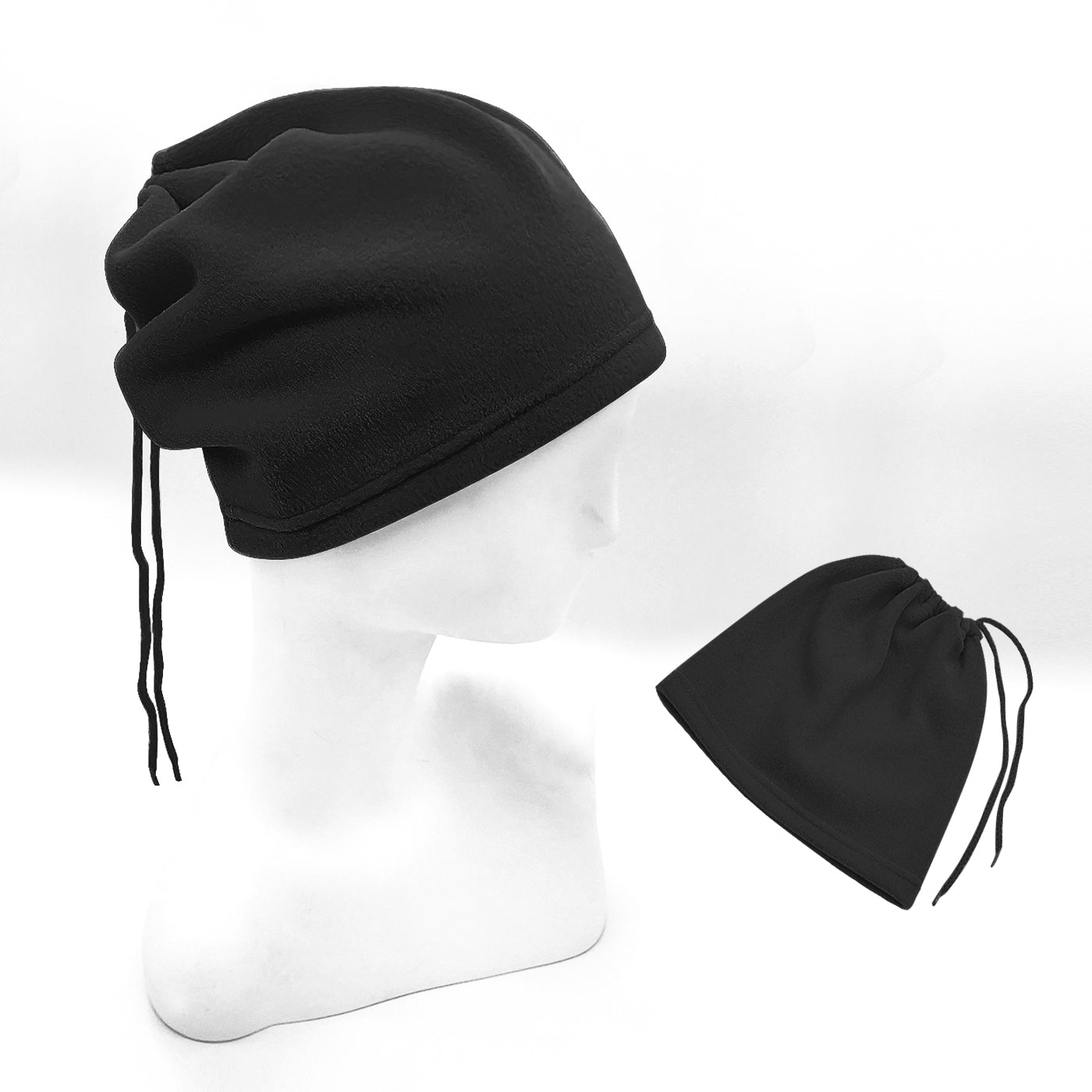 Polar Fleece Drawstring Beanie Fleece Mask Neckwarmer